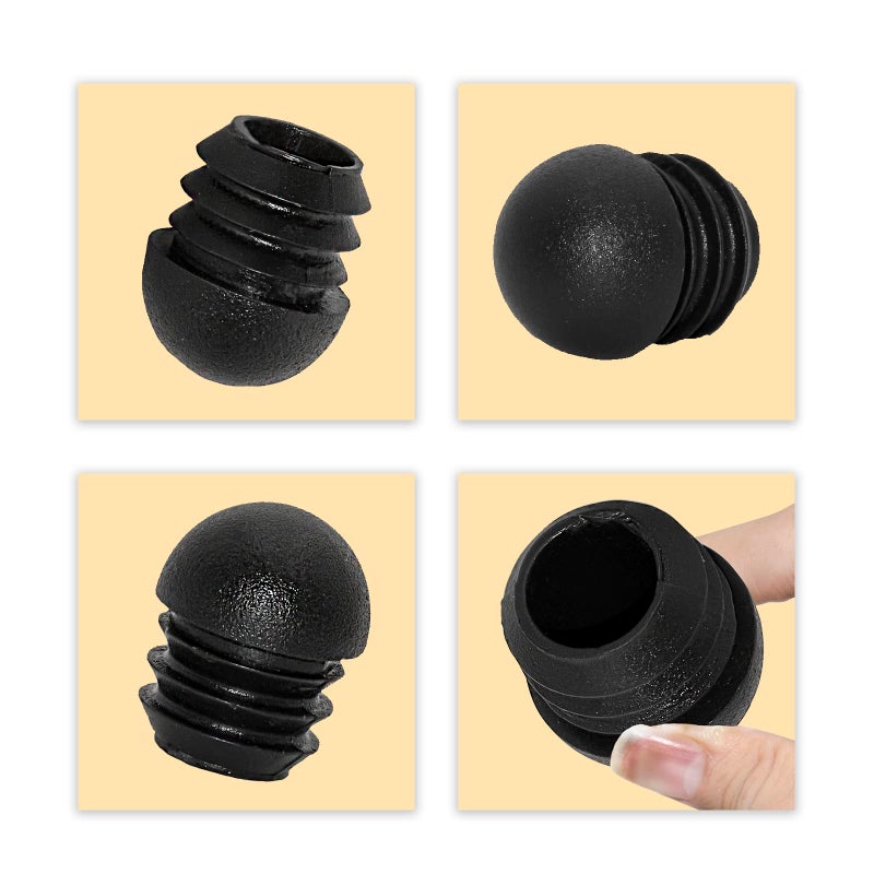 Flyshop 16-Pack 3/4-inch Outside Diameter, 19 mm OD Black Hard Plastic End Caps, Round Tube Inserts Furniture Glides for Tables and Chairs - Image 5